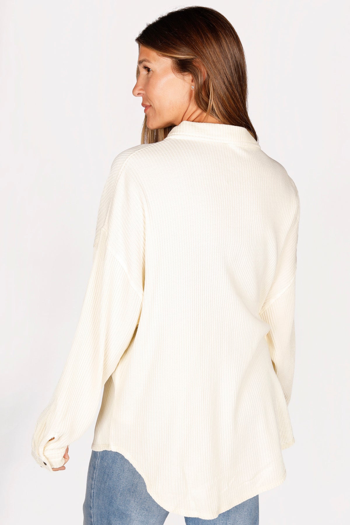 Nina Cream Waffle Knit Shacket - FINAL SALE