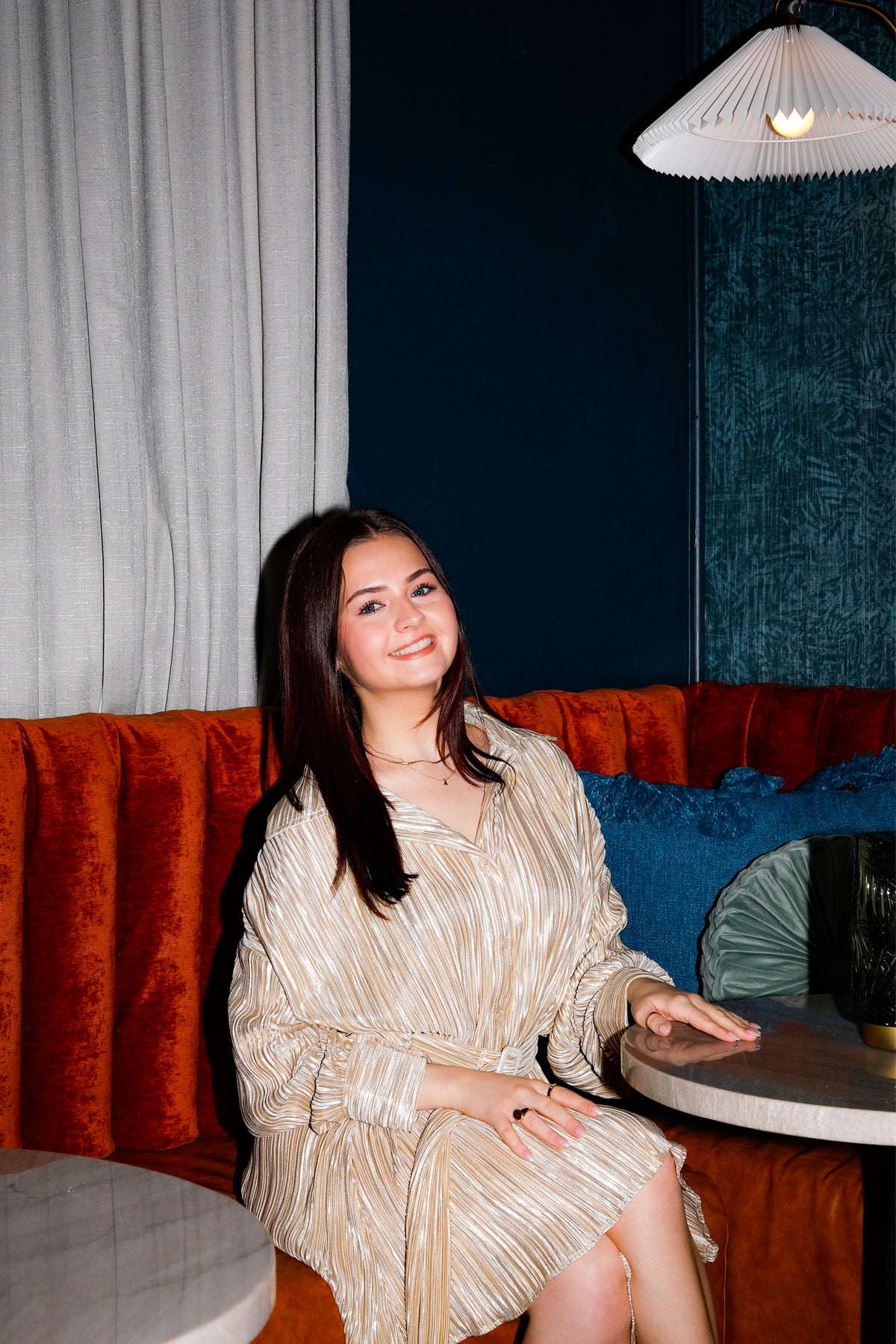 Champagne Pleated Mini Dress - FINAL SALE