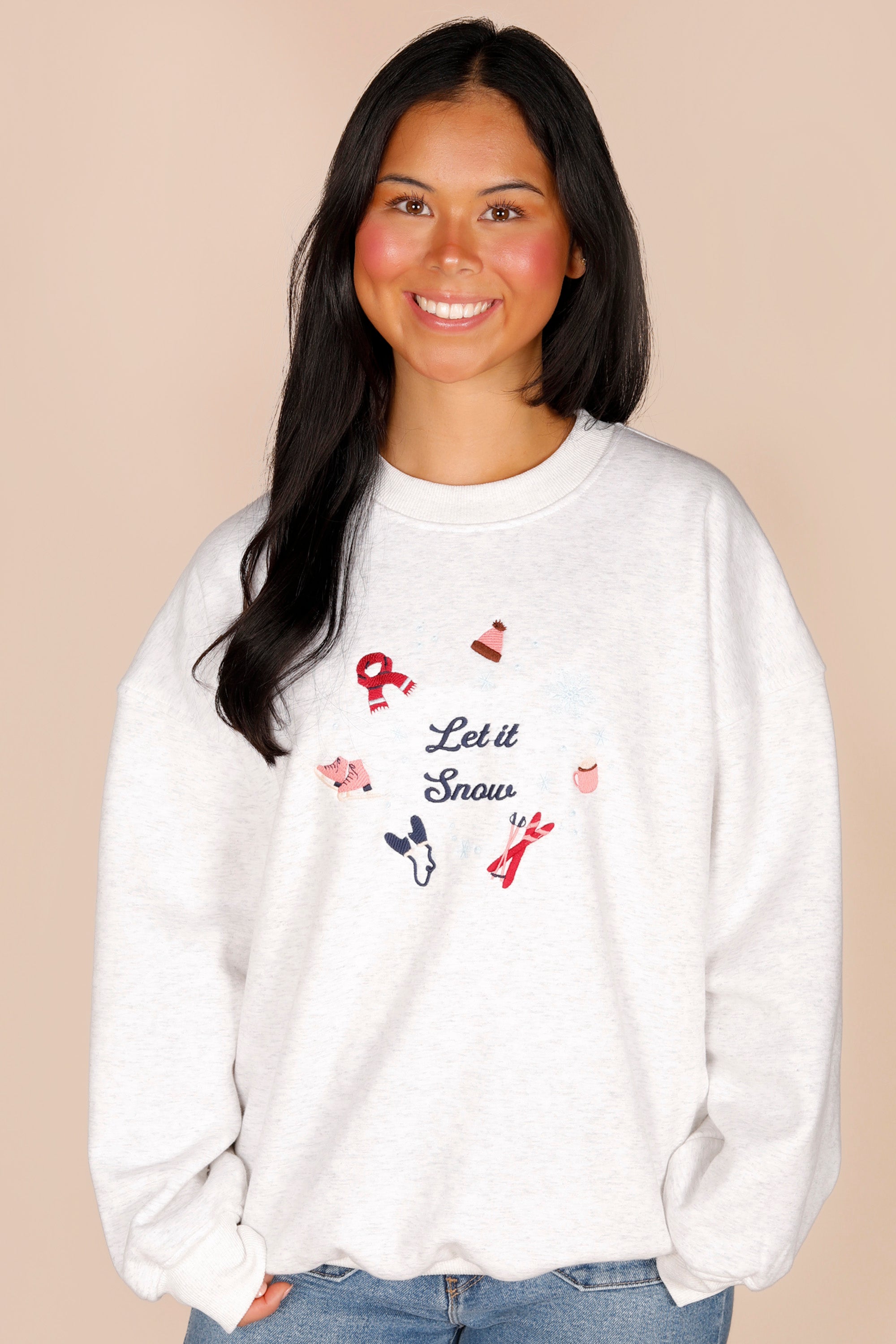 Let It Snow Embroidered Sweatshirt