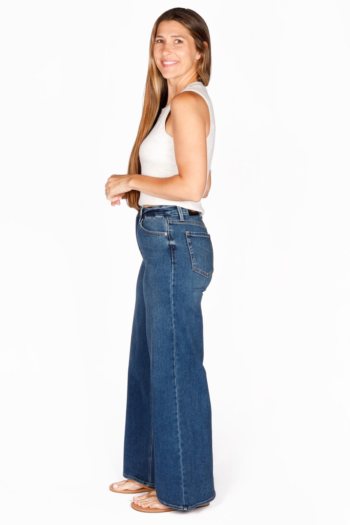 High Rise Dark Wash Palazzo Denim