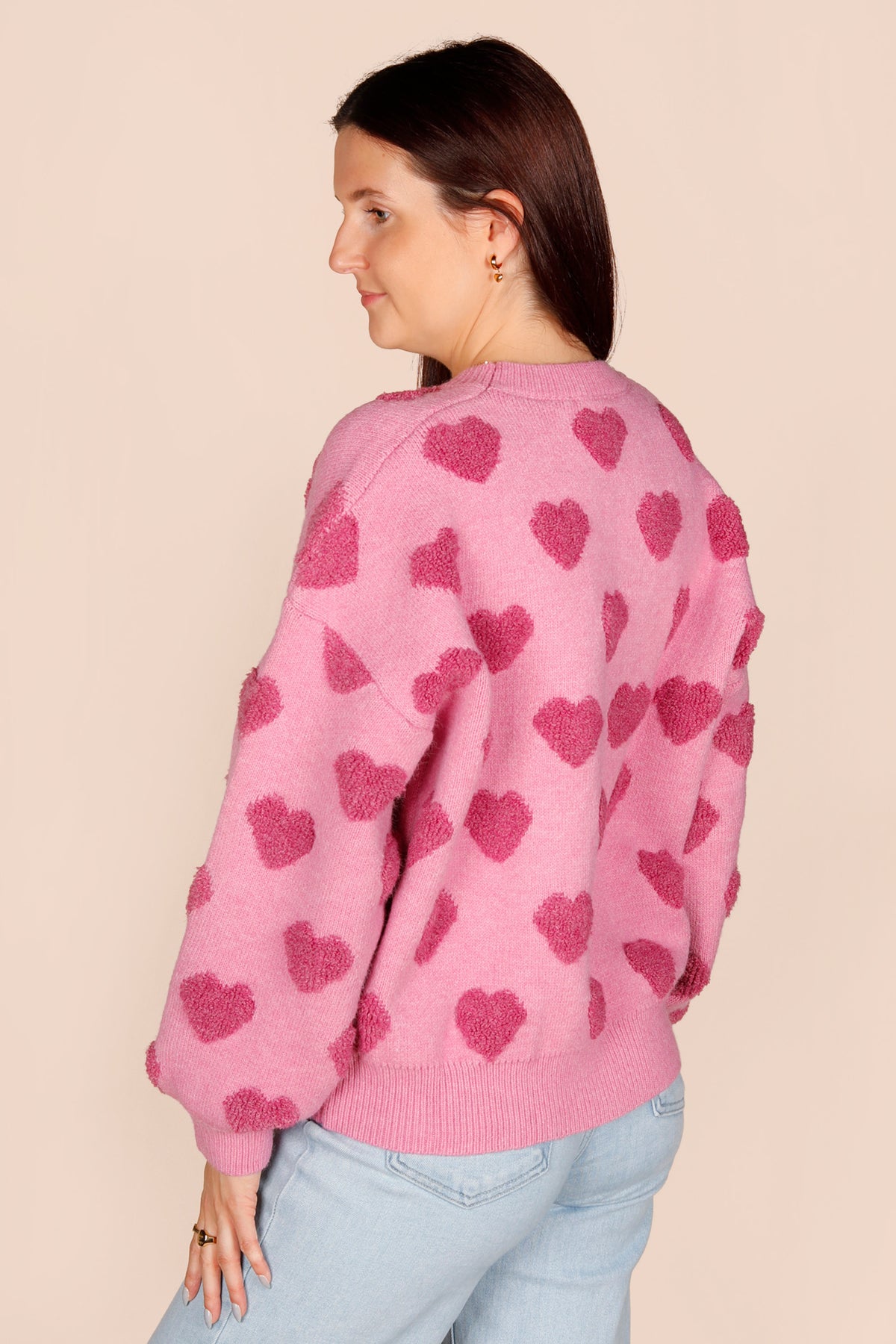 Fuzzy Pink Heart Sweater