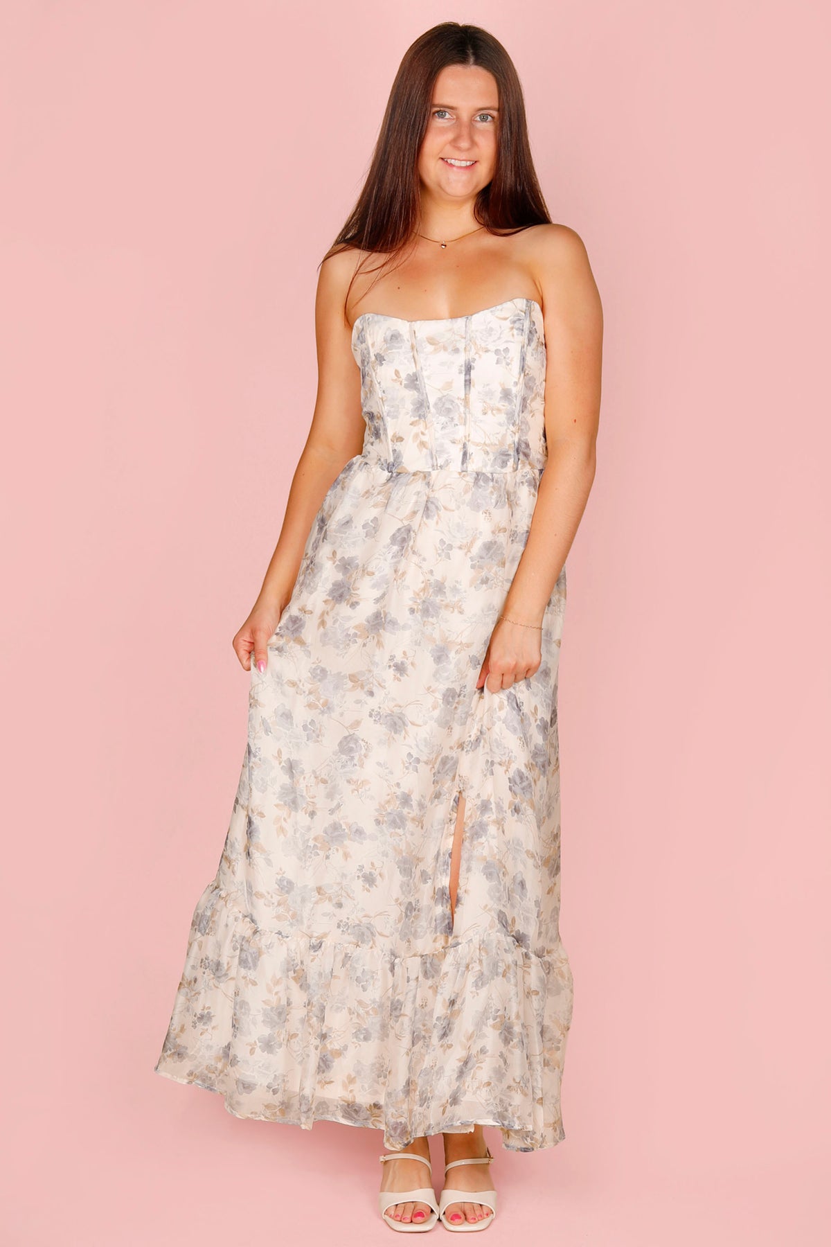 Blue Floral Corset Dress - FINAL SALE