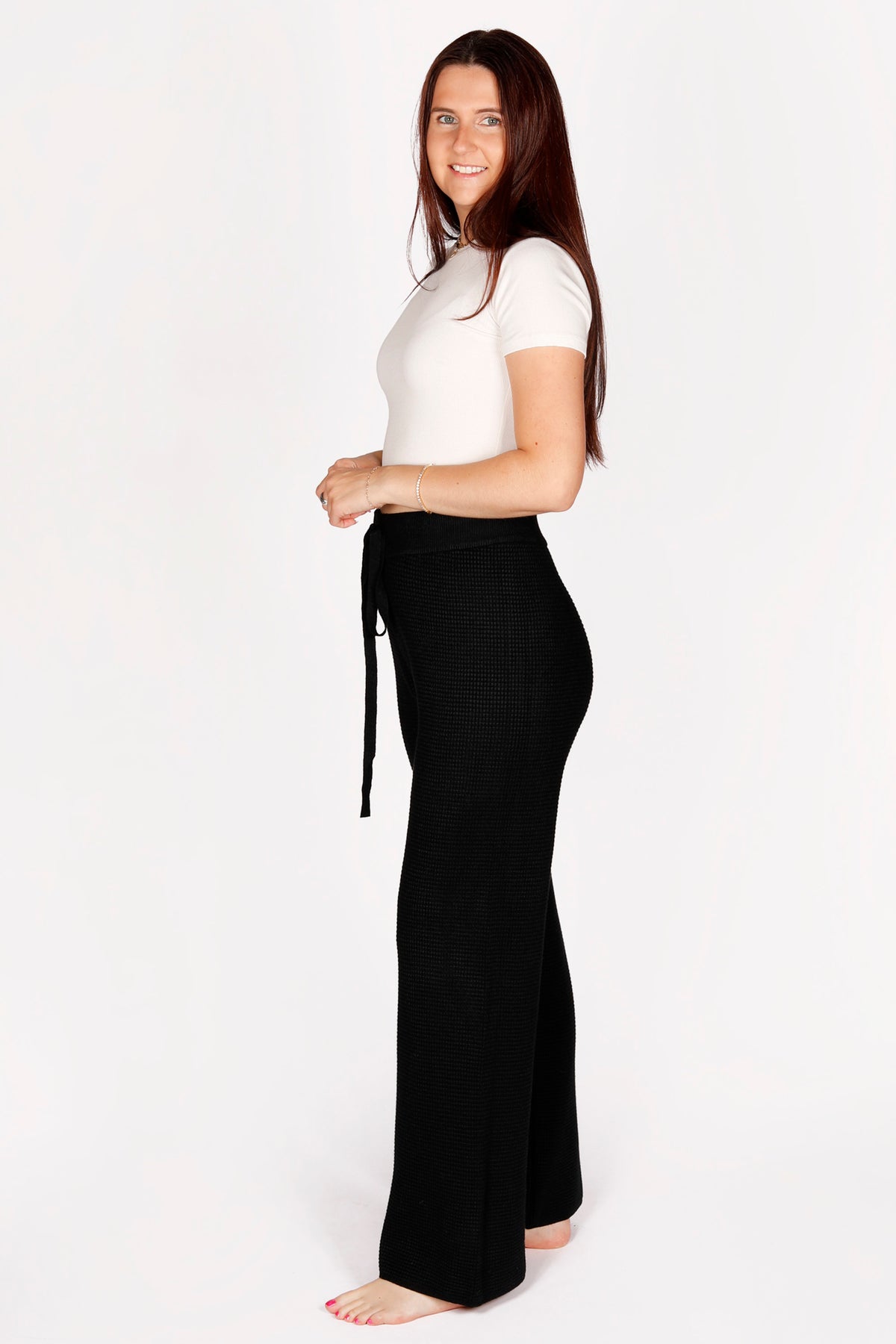 Black Waffle Knit Pants - FINAL SALE