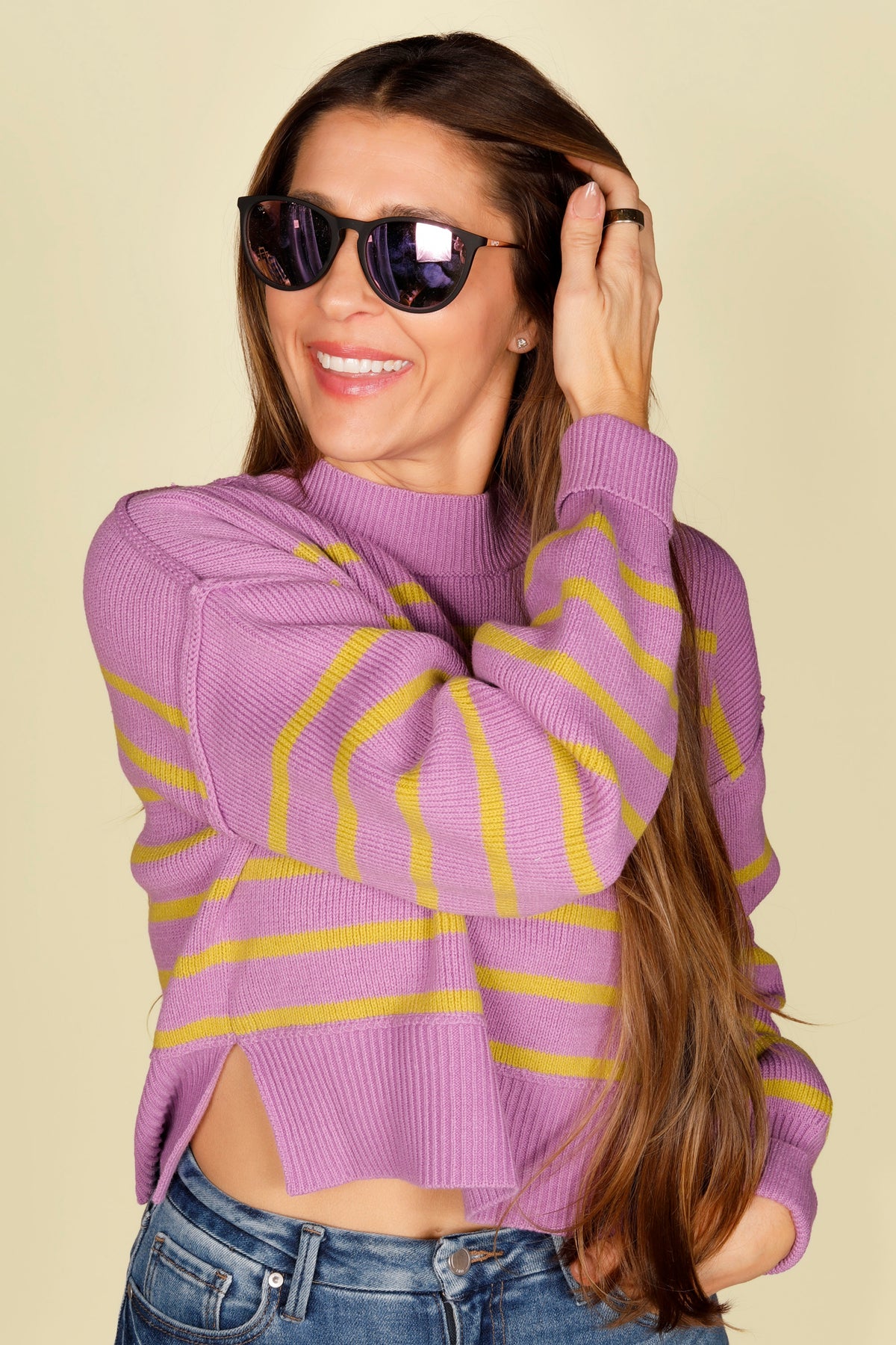 Lavender &amp; Lime Striped Sweater
