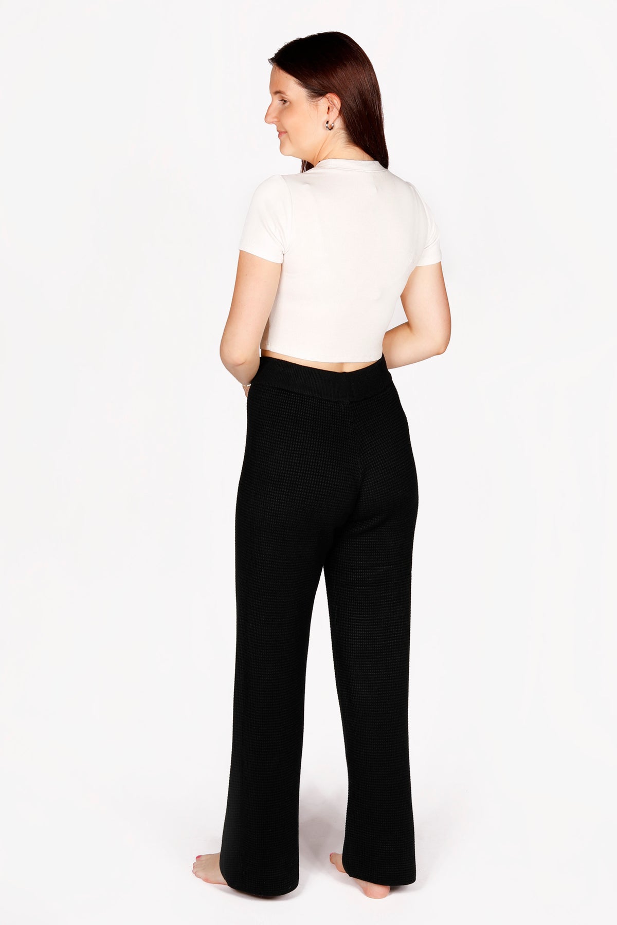 Black Waffle Knit Pants - FINAL SALE