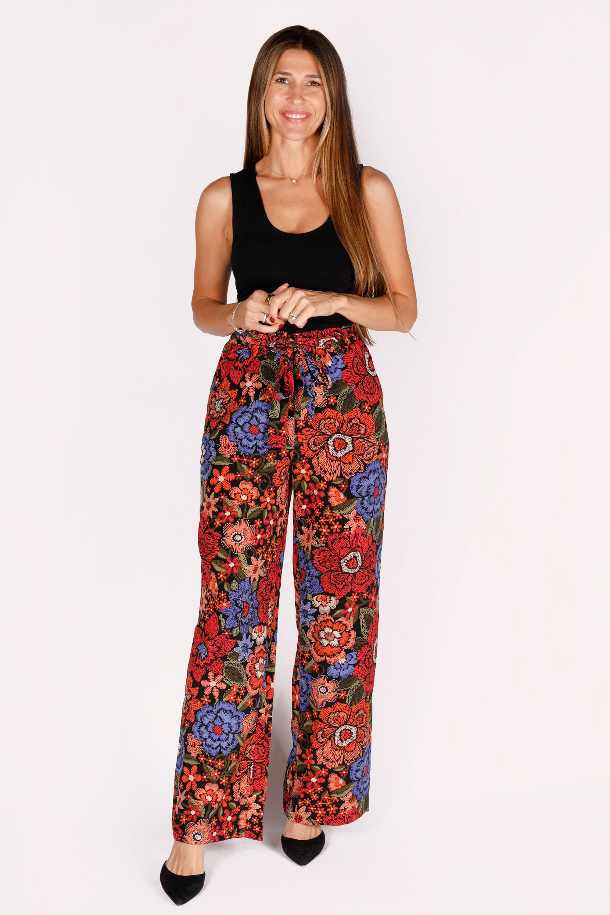 Multi Floral Tie Pant