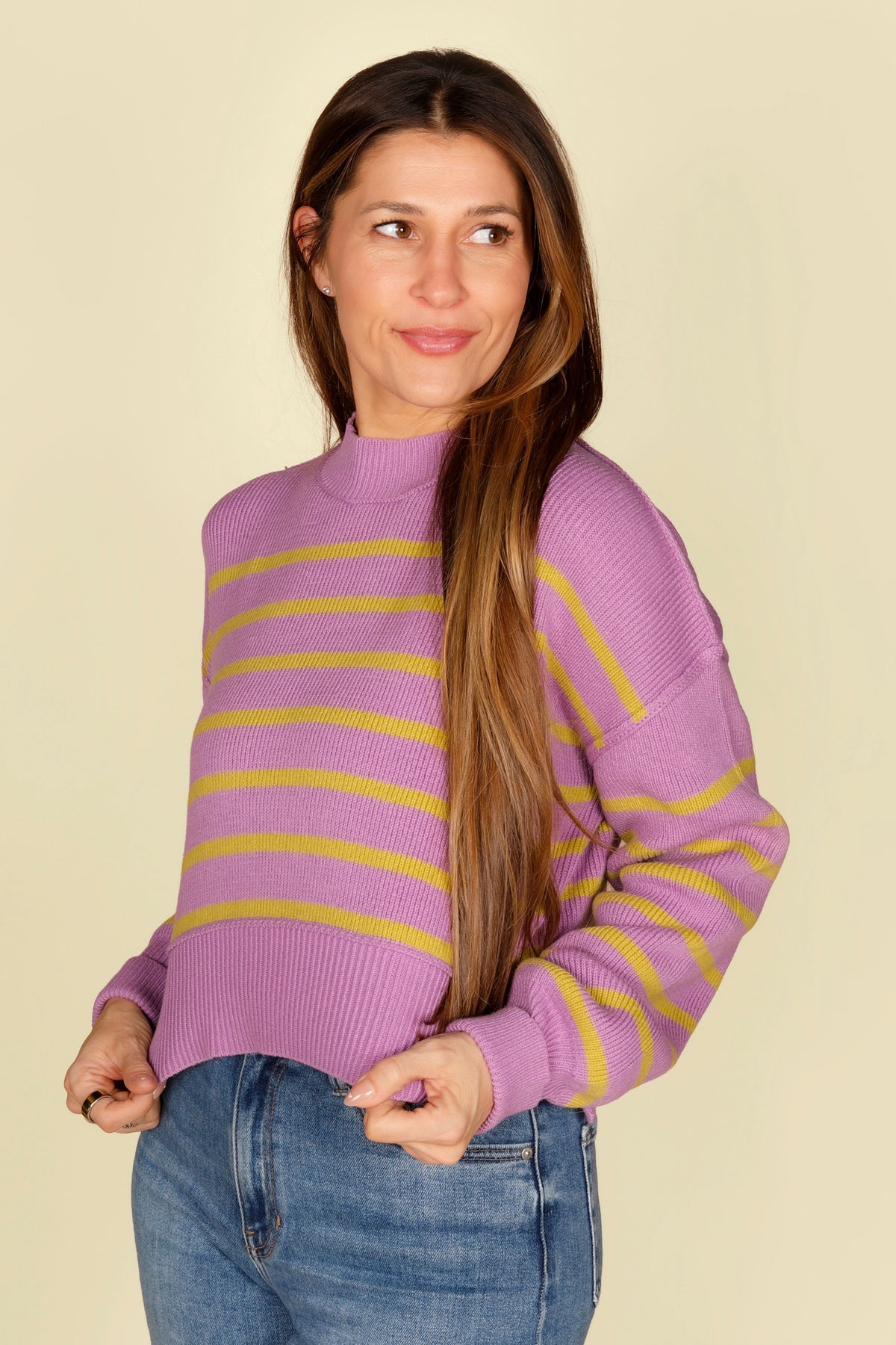 Lavender &amp; Lime Striped Sweater