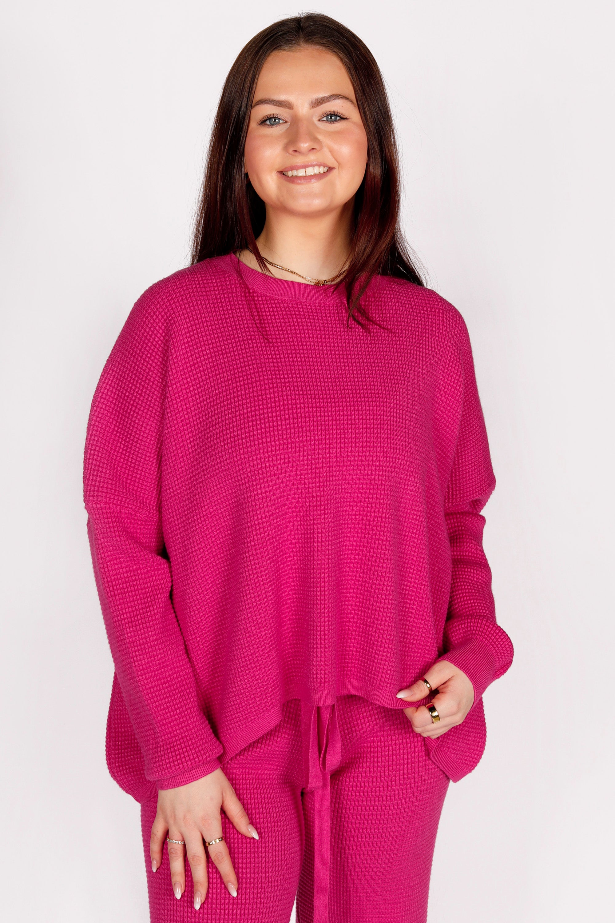 Rose Violet Waffle Knit Top