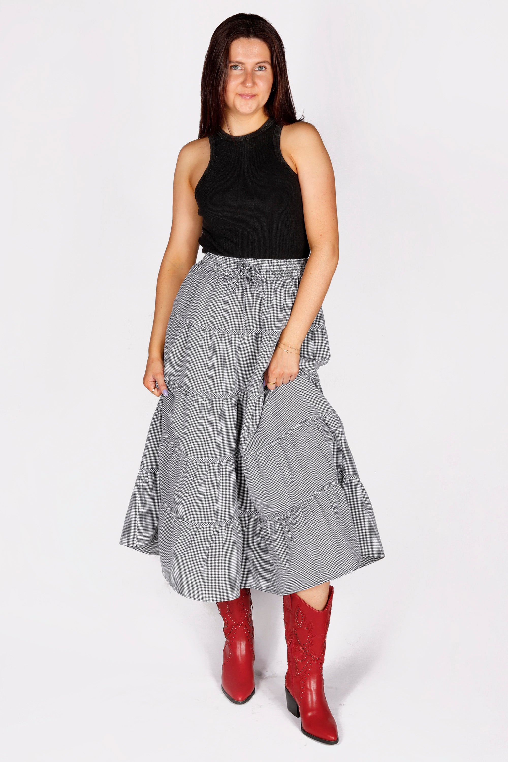 Black & White Gingham Maxi Skirt