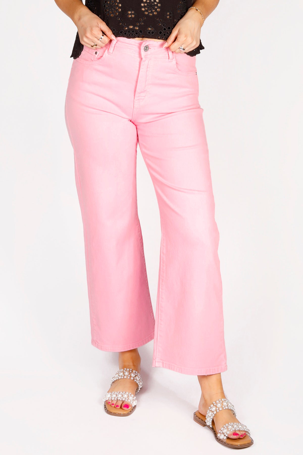 Callie Pink Cropped Denim
