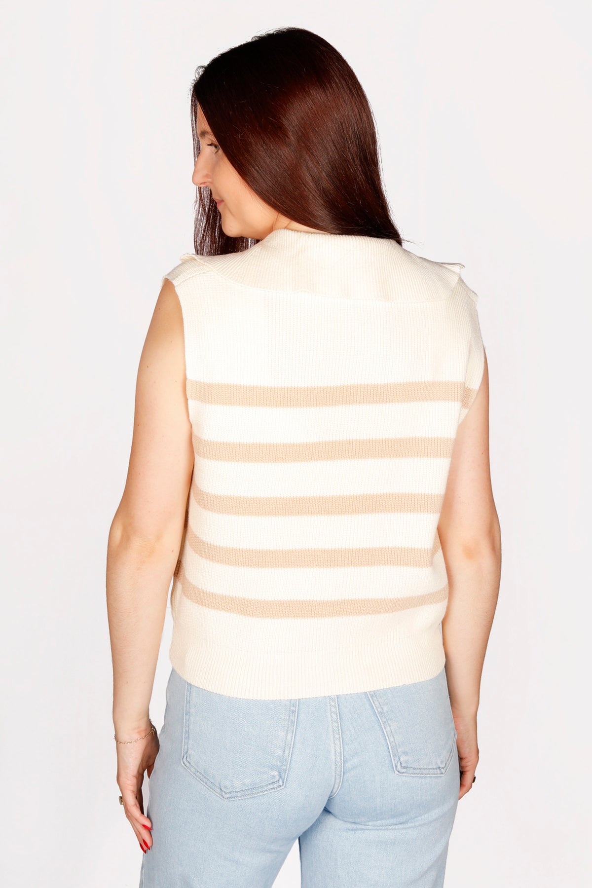 Ava Cream &amp; Taupe Striped Top