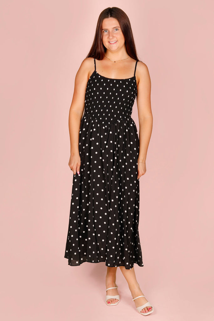 black polka dot midi dress _Occasion_Birthday Featuring a playful polka Backless One Piece Dress Size:EXTRA LARGE