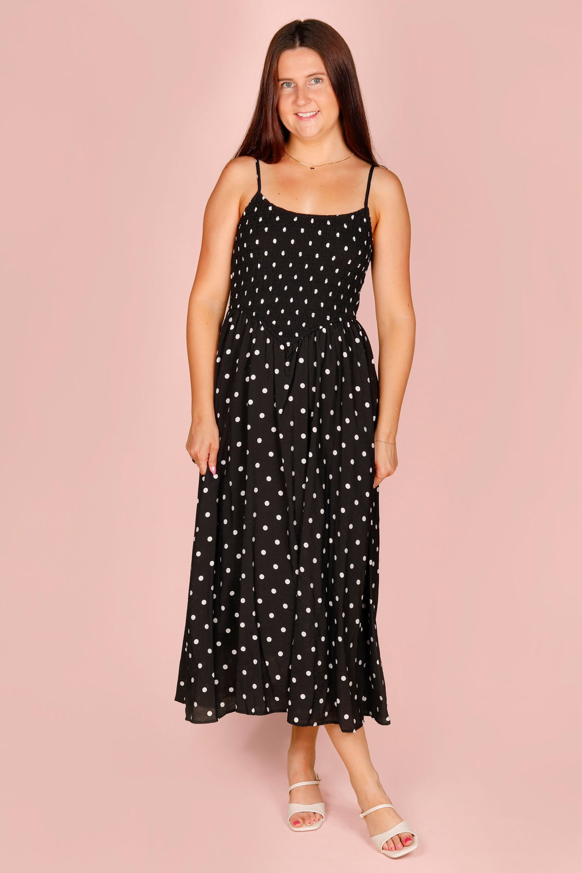 Black Polka Dot Midi Dress