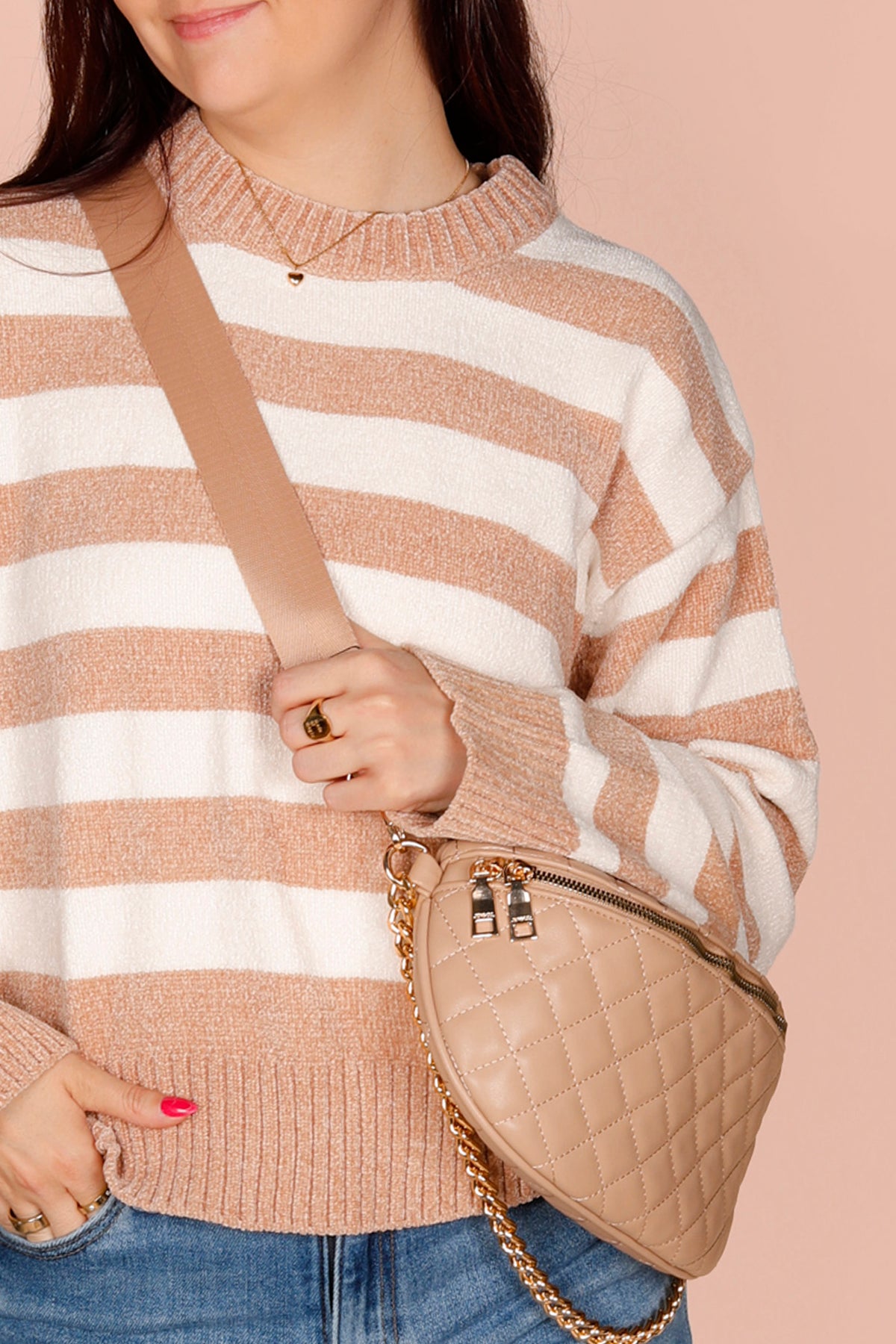 Tan &amp; Cream Striped Sweater