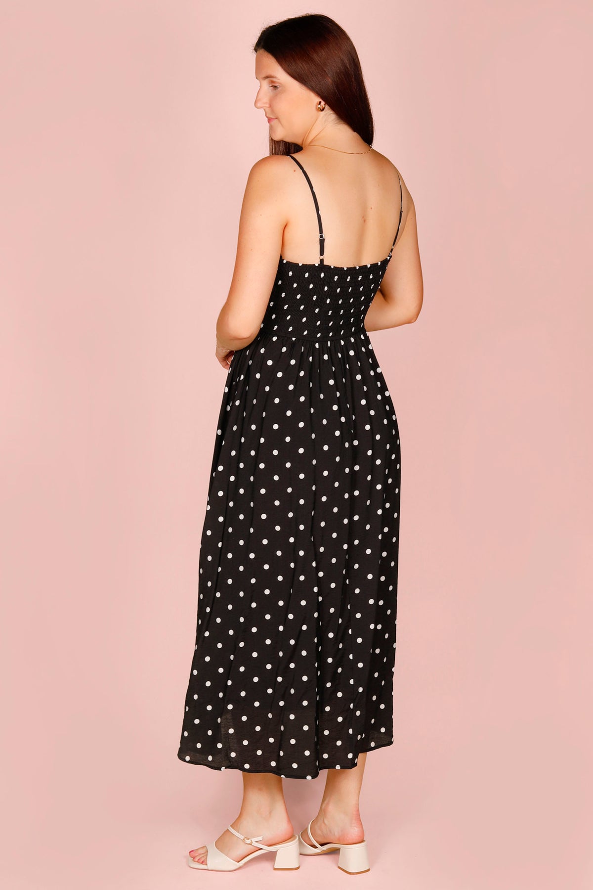 Black Polka Dot Midi Dress