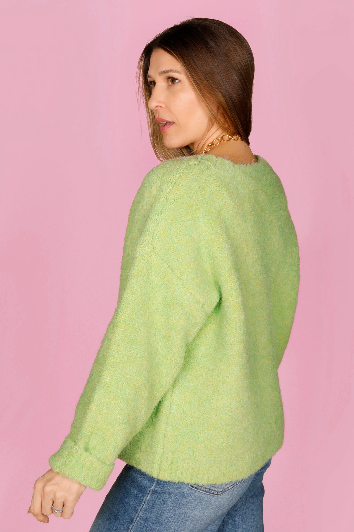 Lime Green Boucle Sweater
