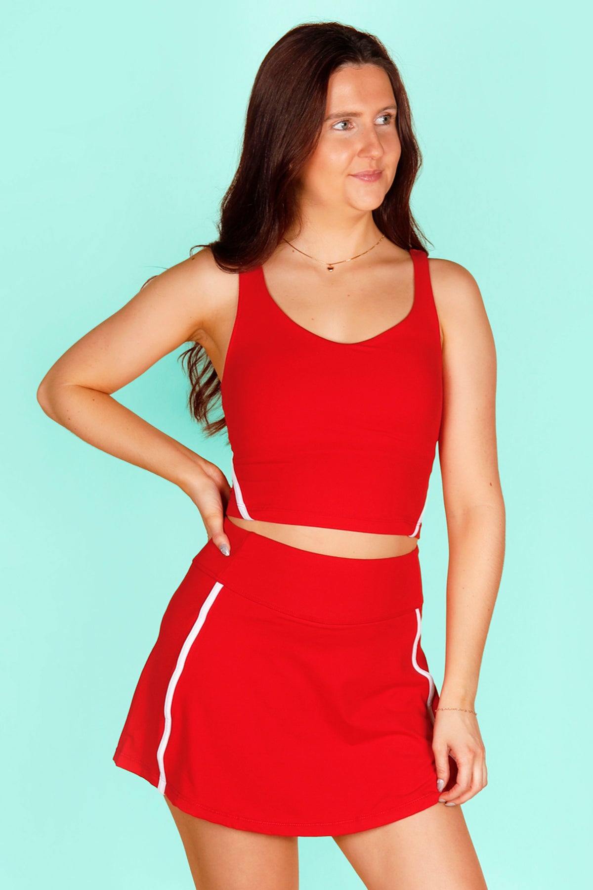 Poppy Red &amp; White Skort