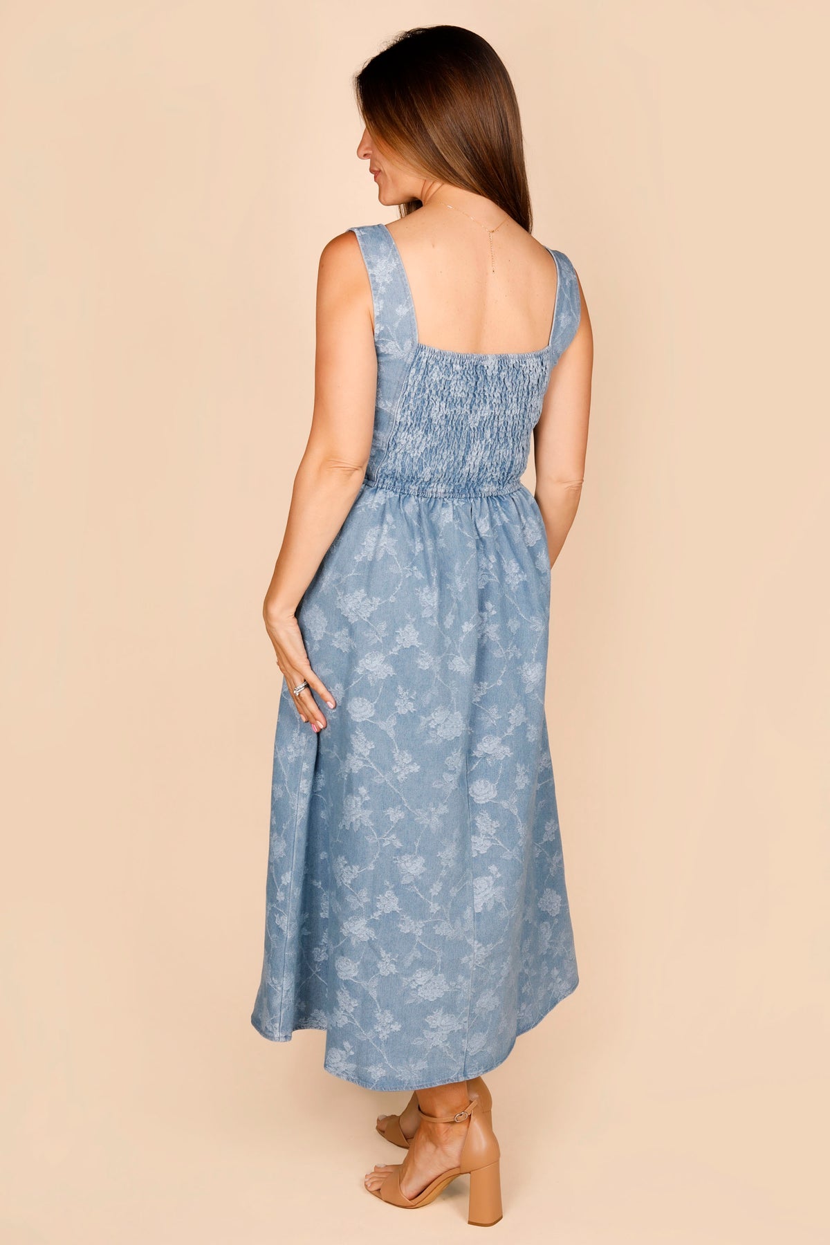 Denim Floral Jacquard Dress