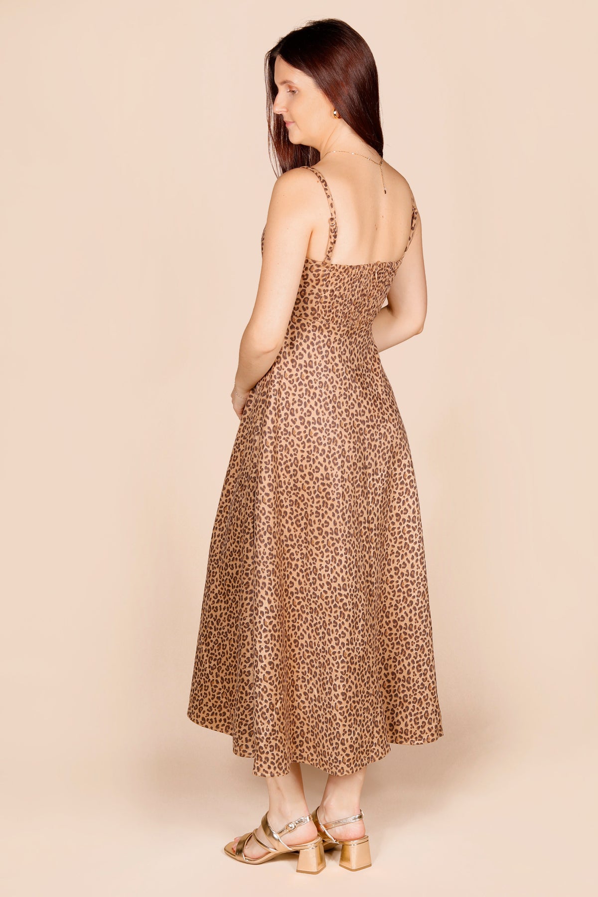 Leopard Suede Corset Midi Dress