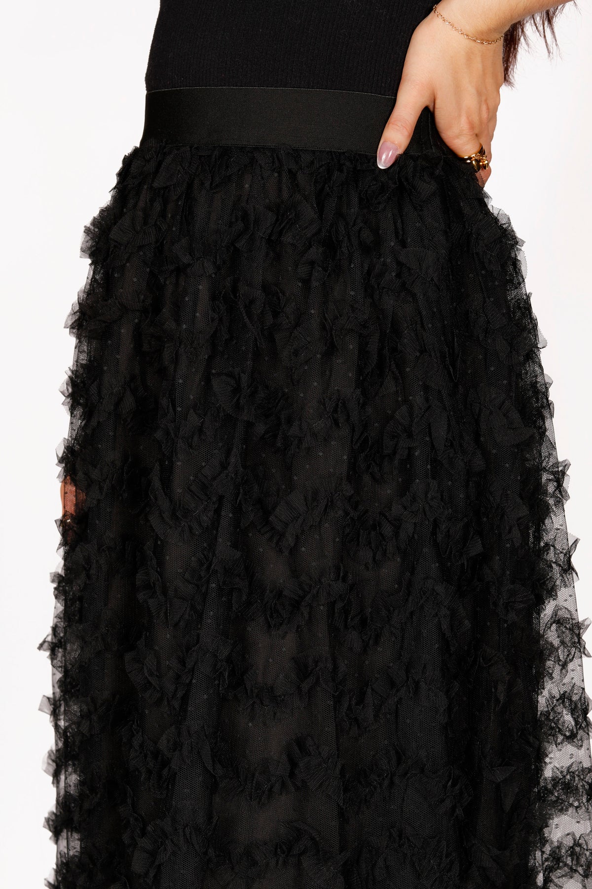 Valerie Tulle Ruffle Maxi Skirt