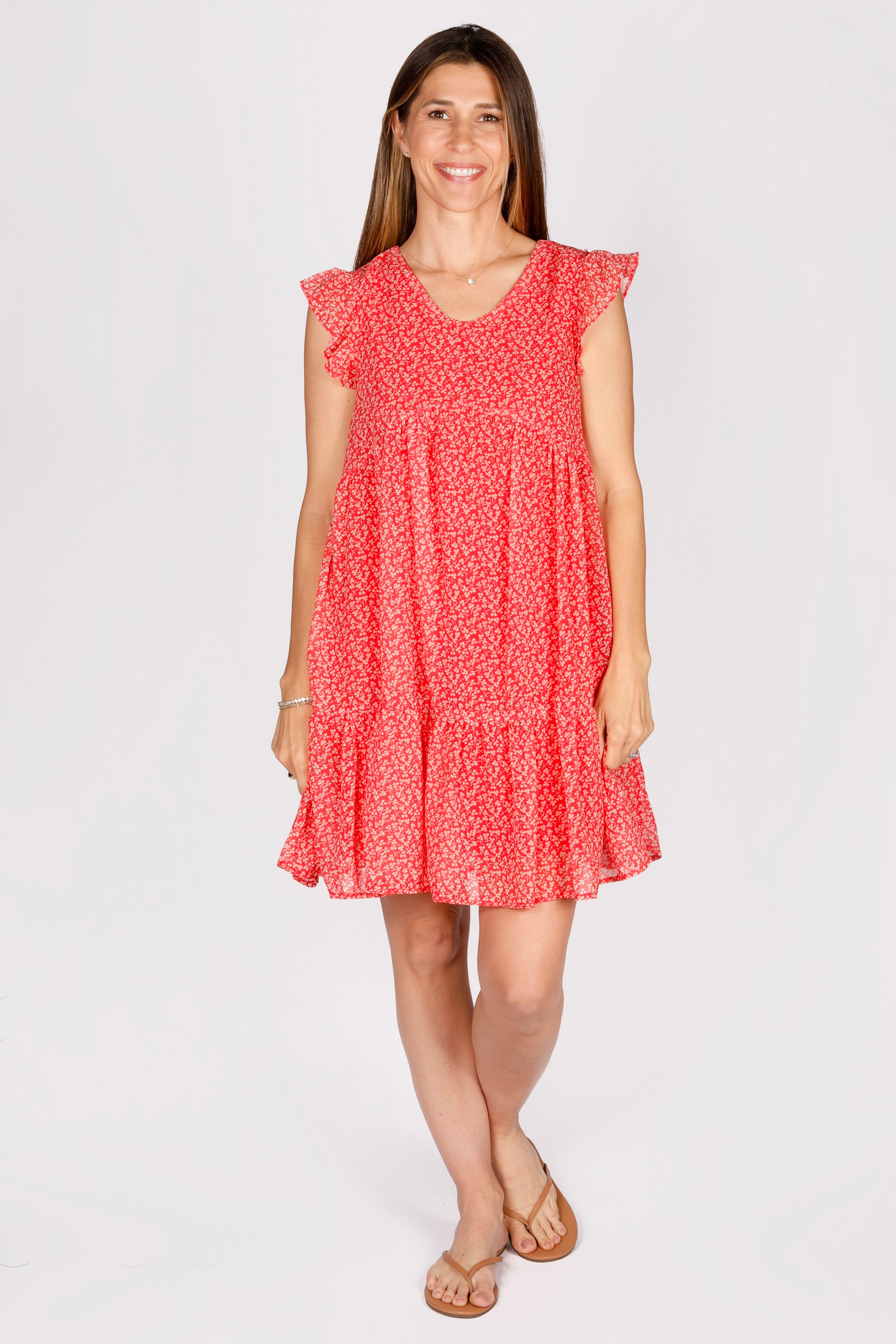 Rachel Red Floral Dress