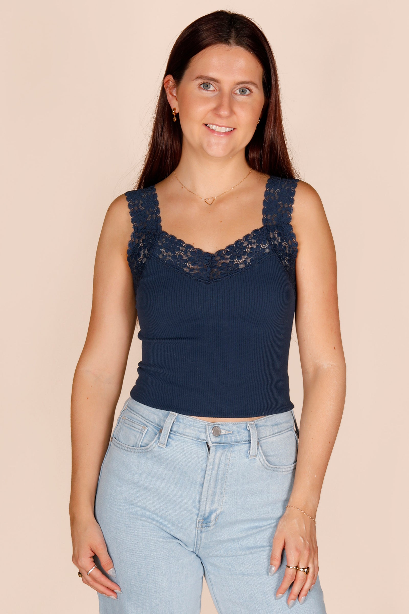 Navy Lace Cami