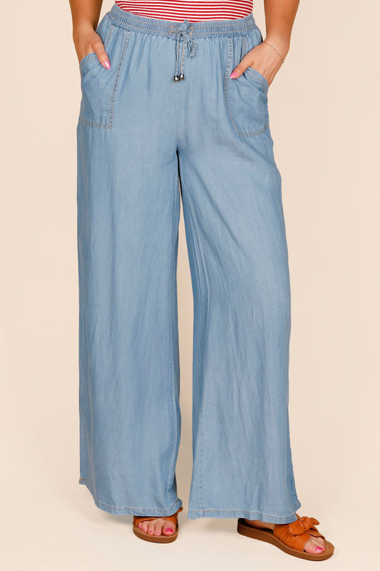 Khloe Chambray Medium Denim Pant - FINAL SALE