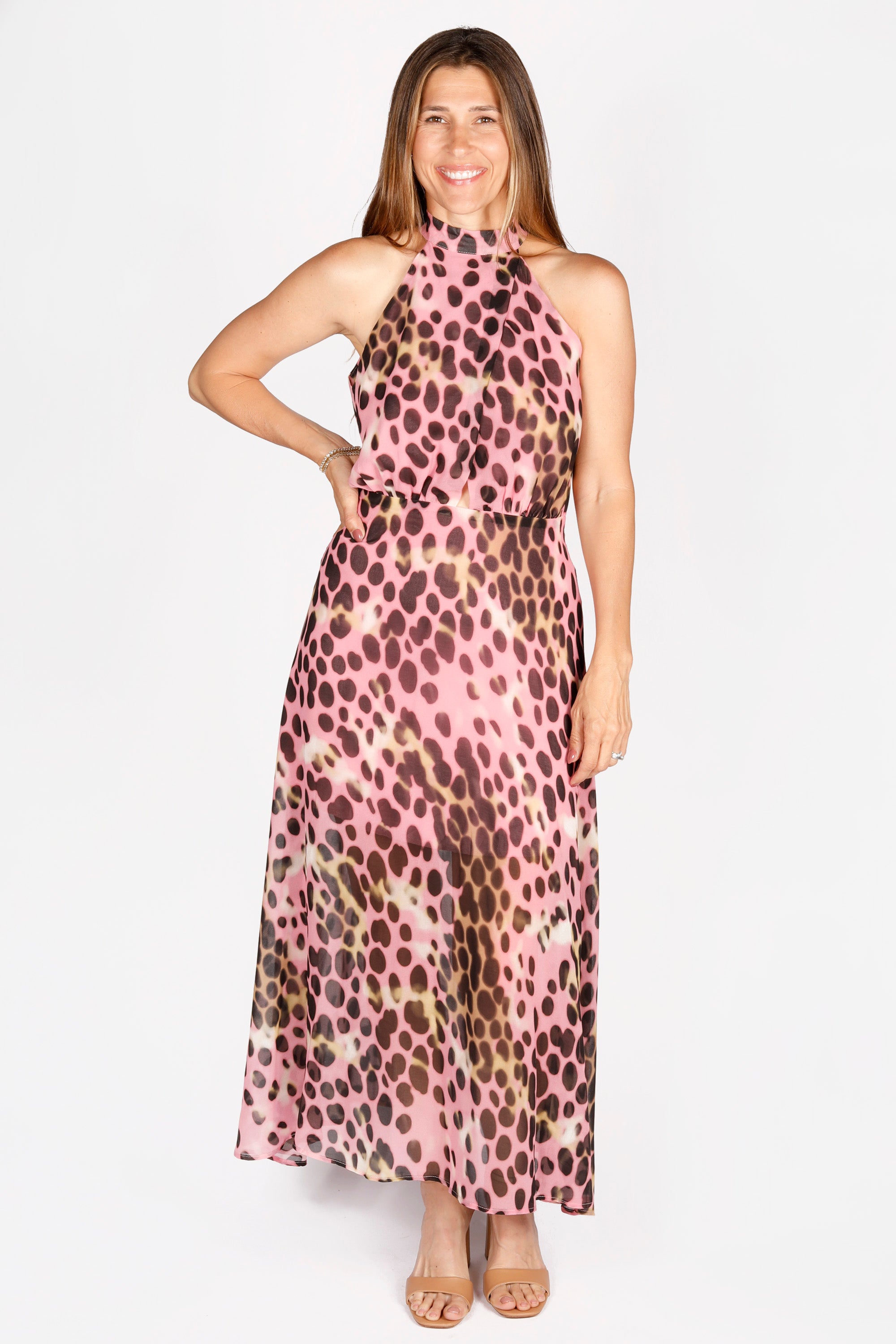 Naomi Leopard Halter Dress