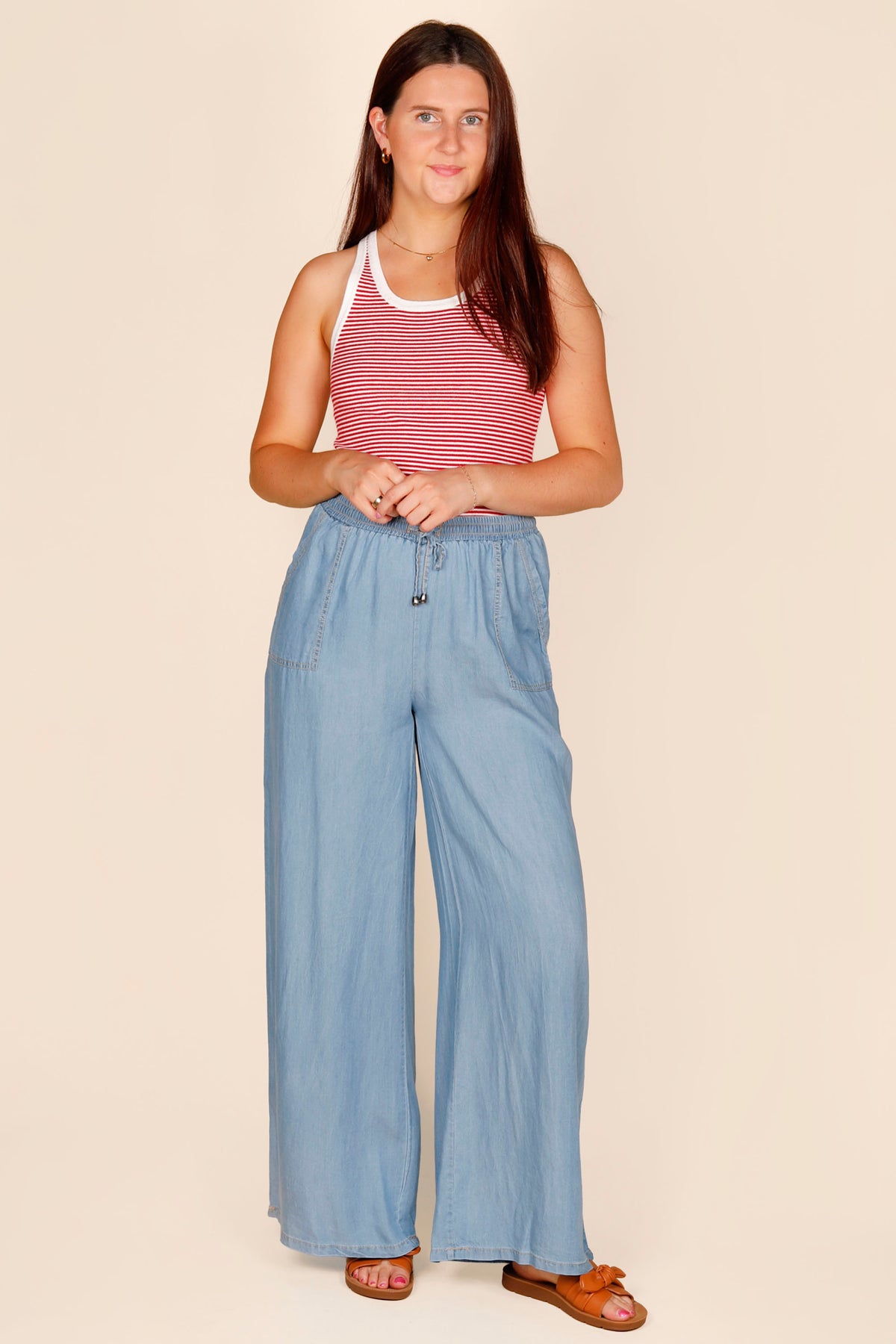 Khloe Chambray Medium Denim Pant - FINAL SALE