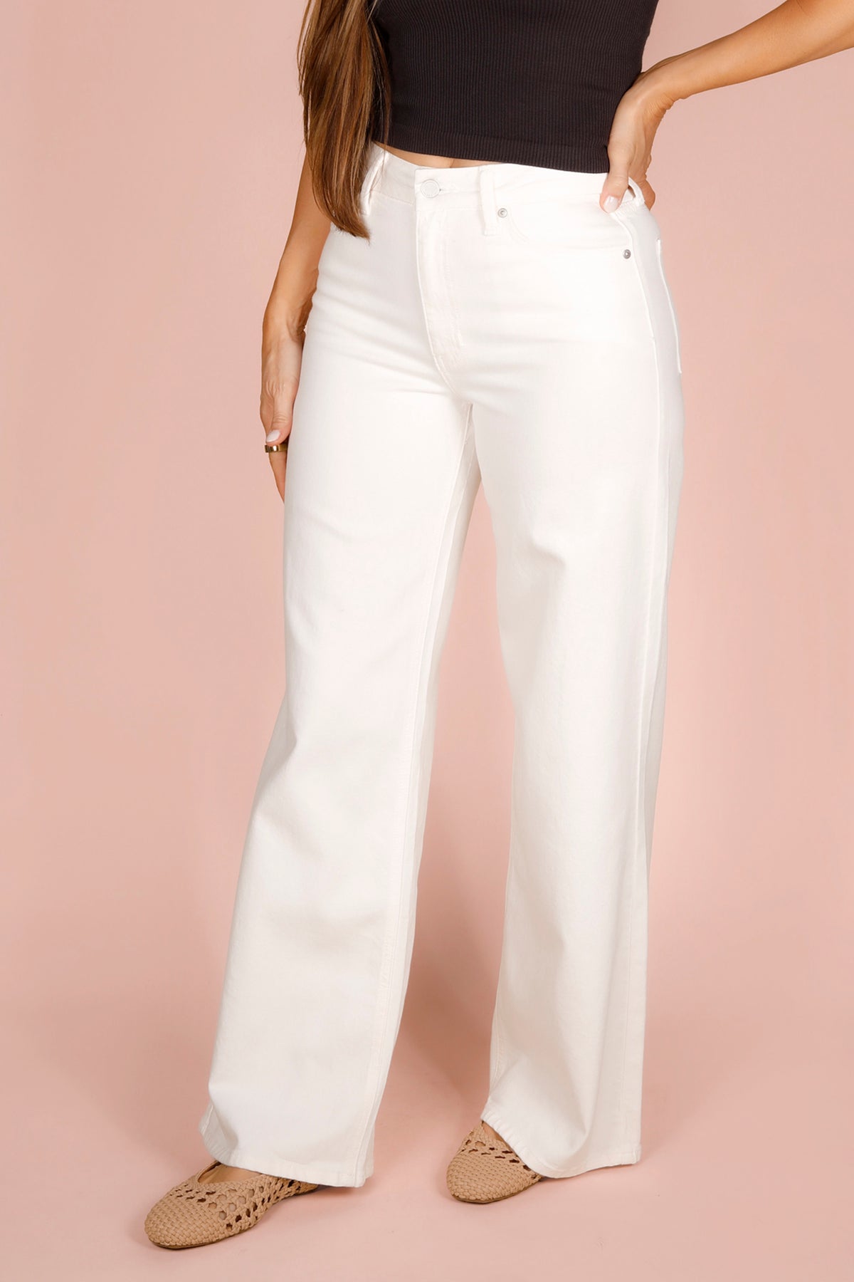 High Rise White Palazzo Denim - FINAL SALE