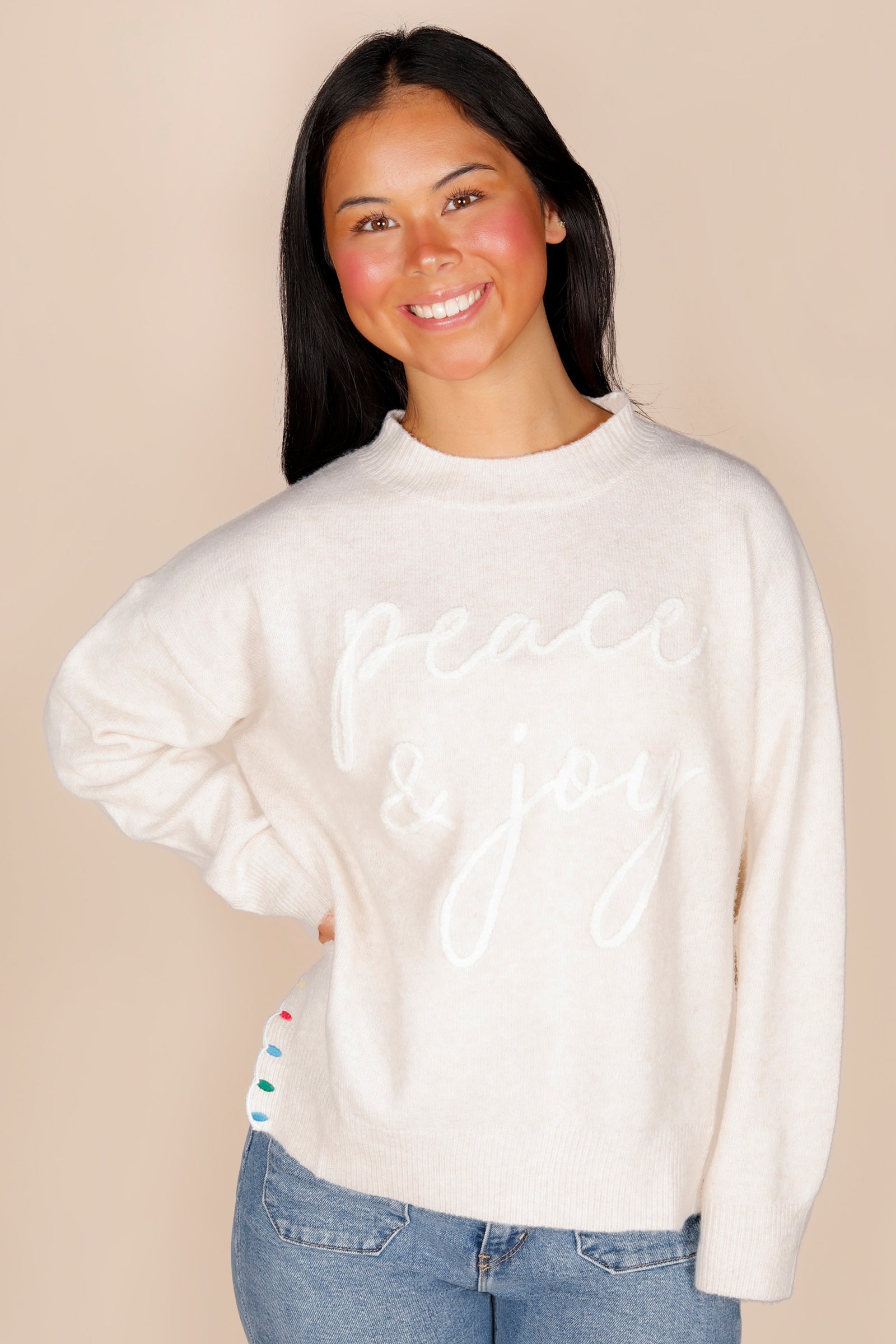 Peace & Joy Cream Sweater