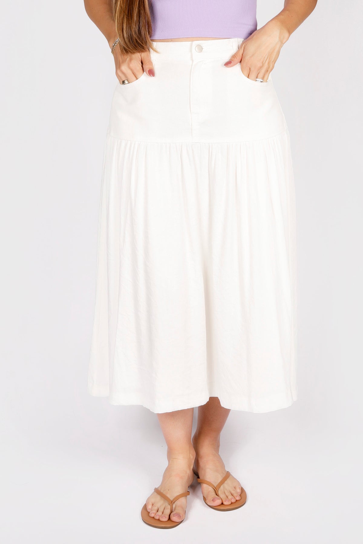 Natalie Denim &amp; Linen Skirt - FINAL SALE