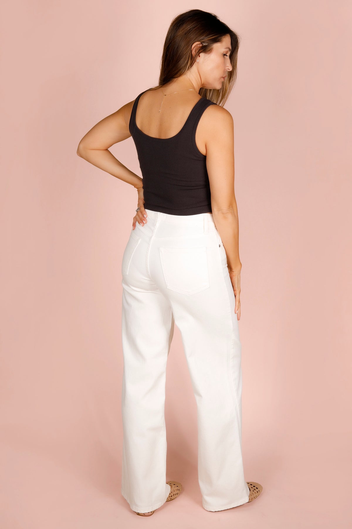 High Rise White Palazzo Denim - FINAL SALE