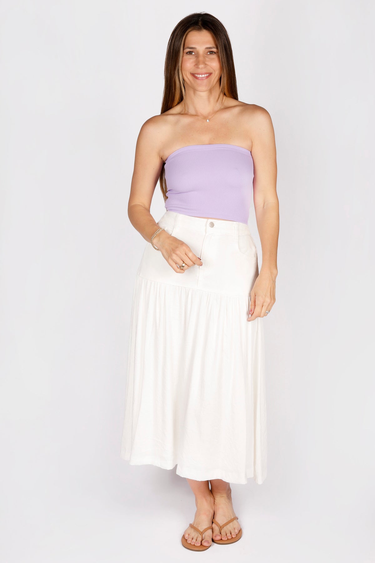 Natalie Denim &amp; Linen Skirt - FINAL SALE