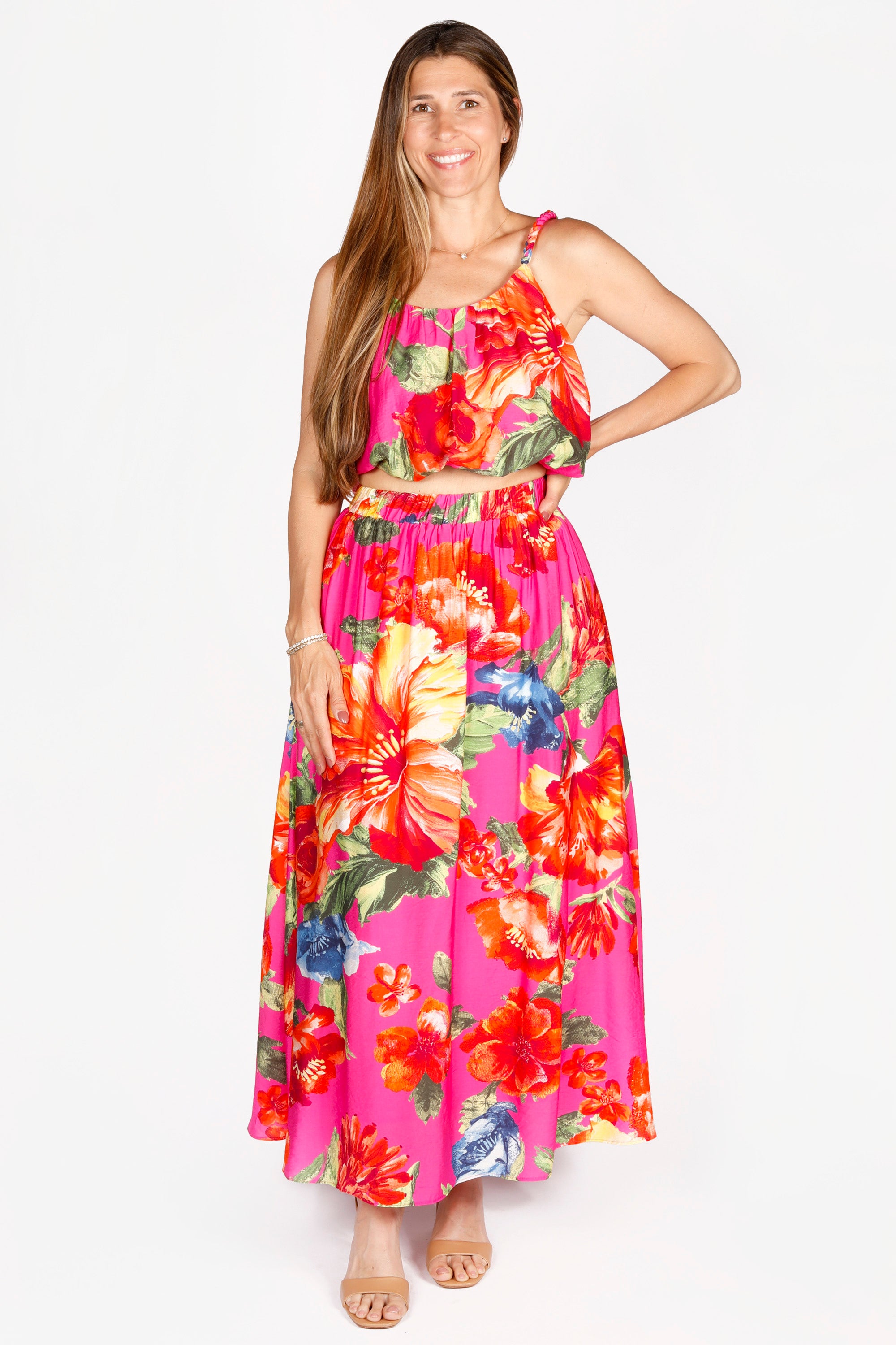 Lucia Magenta Flora Maxi Skirt