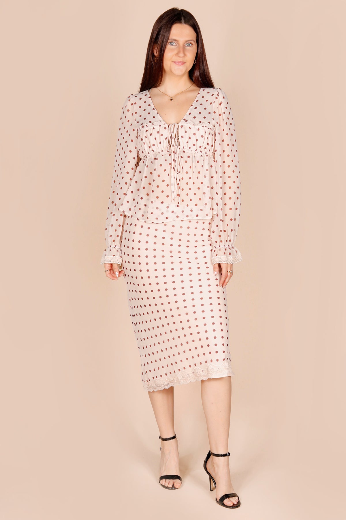 Catalina Polka Dot Ruffle Top