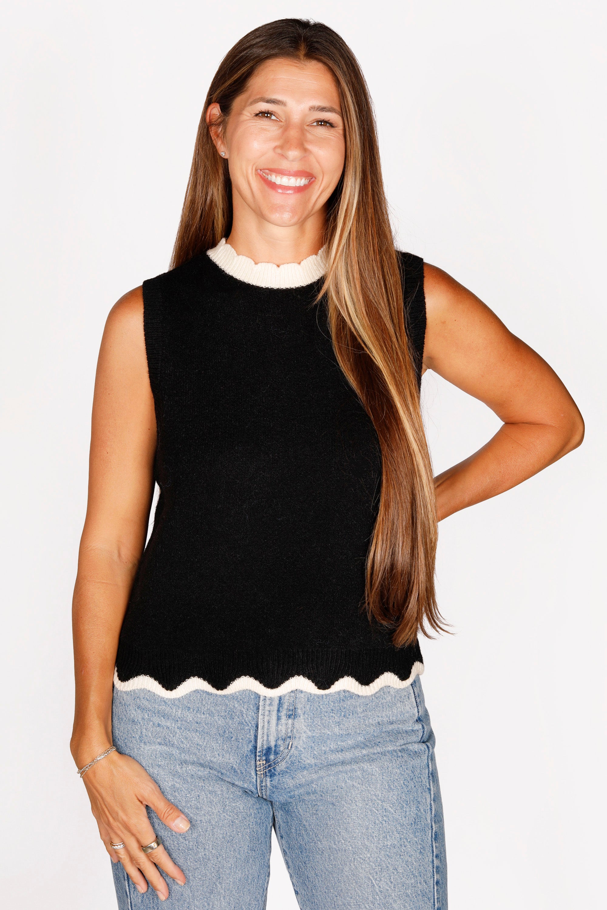 Solana Scalloped Knit Top