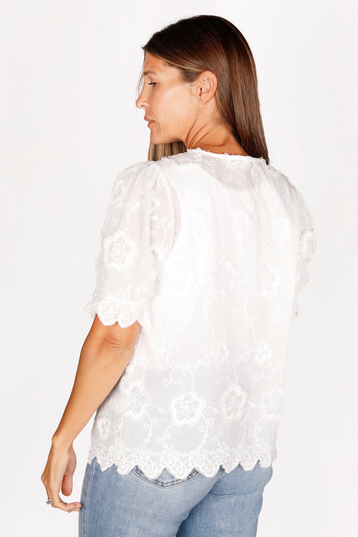 Kaylee White Floral Top - FINAL SALE