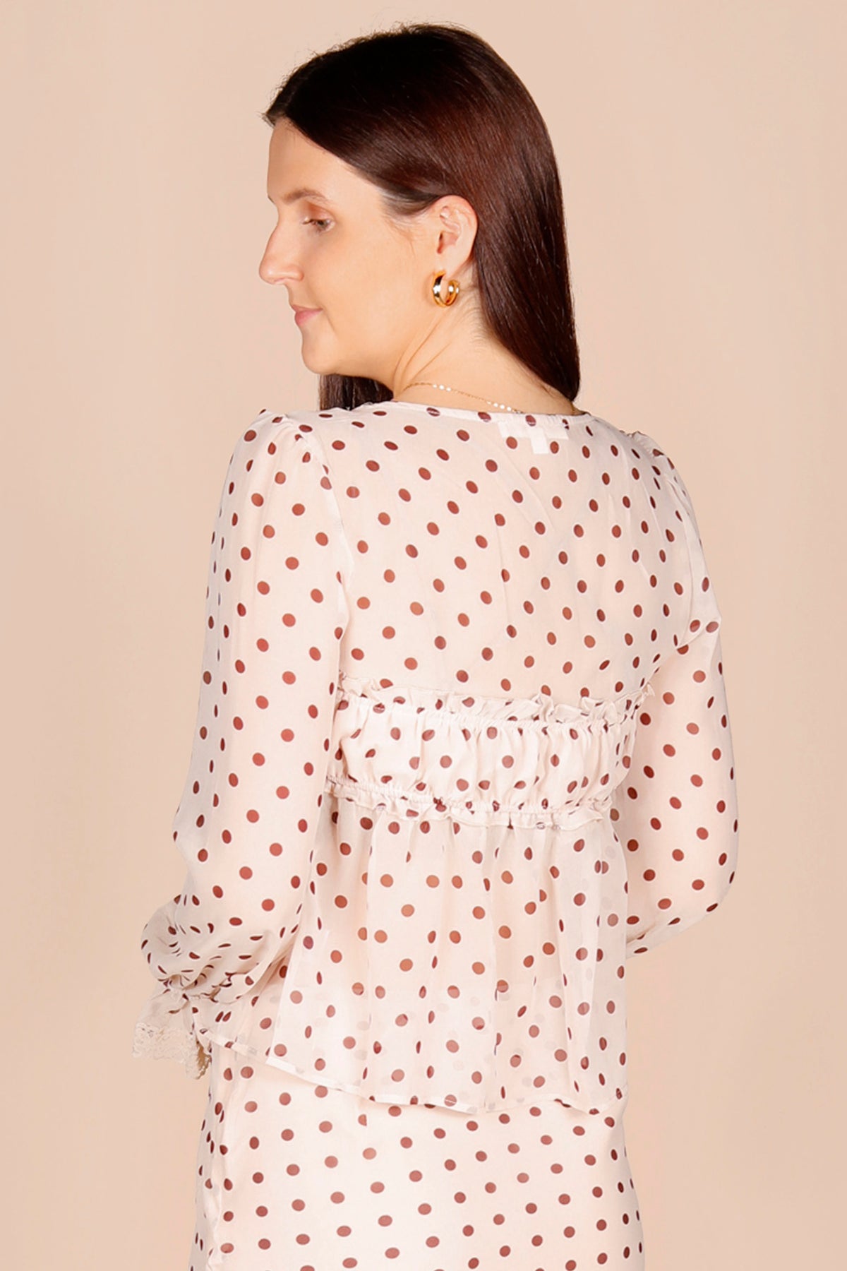 Catalina Polka Dot Ruffle Top