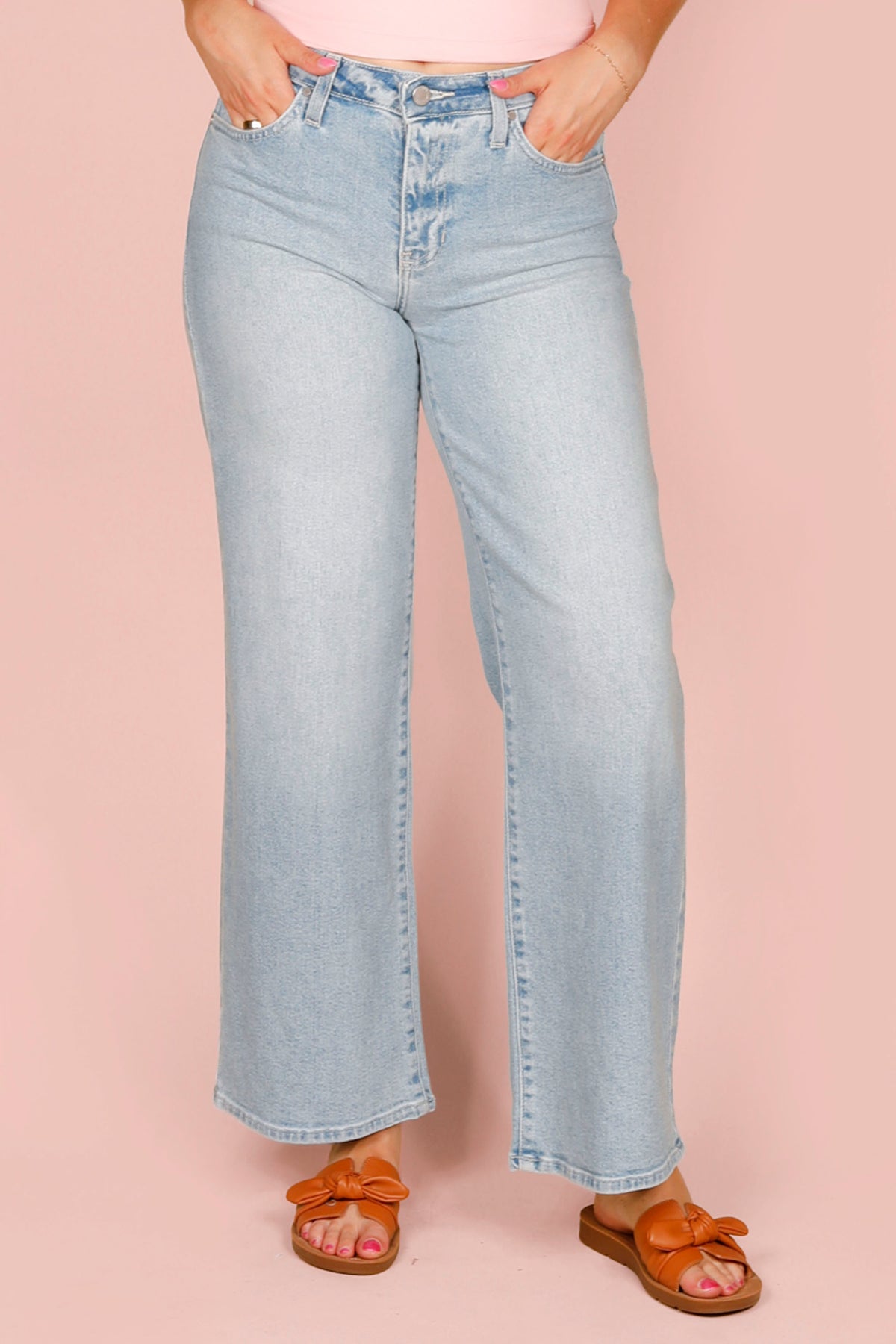 Mid Rise Slim Wide Leg Denim