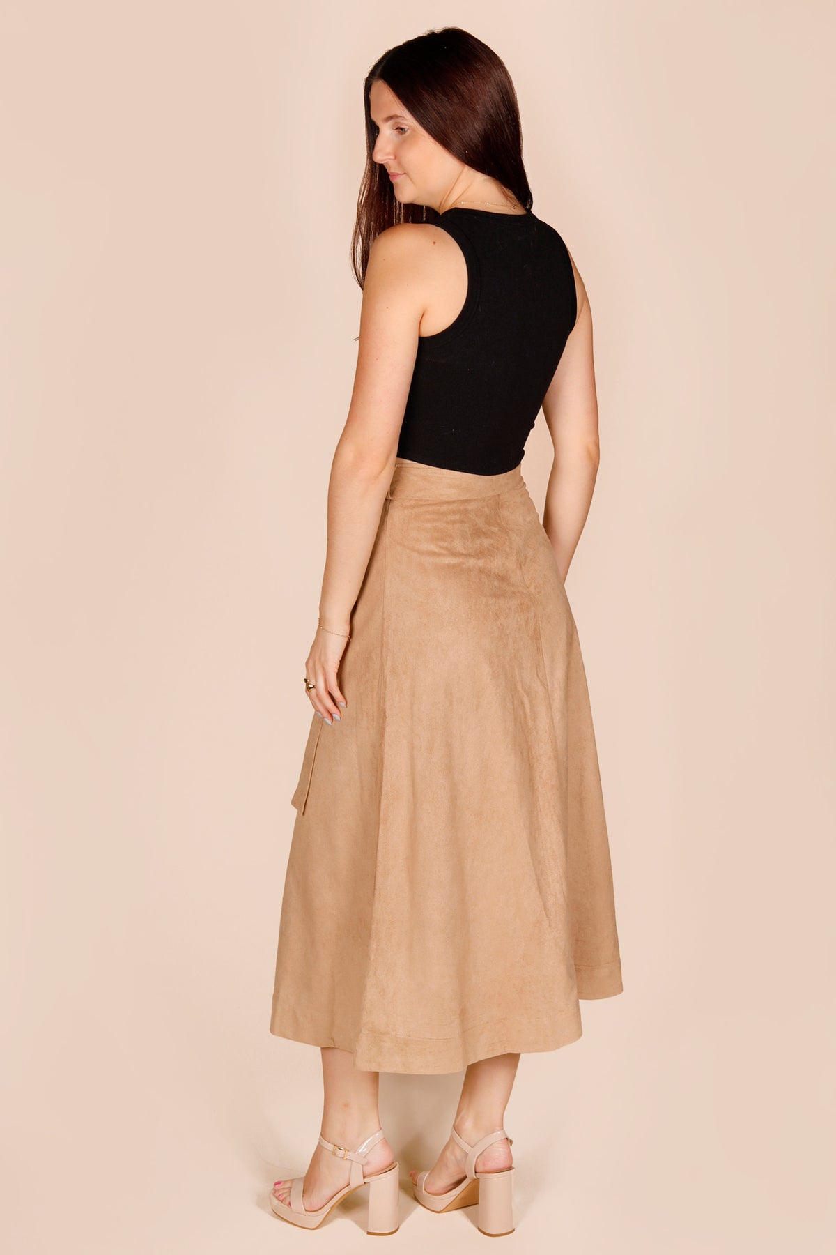 Camel Suede Midi Skirt - FINAL SALE