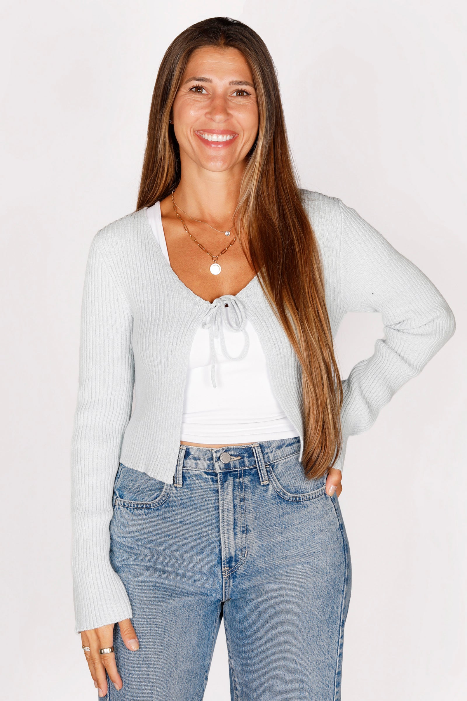 Emma Ice Blue Tie Top