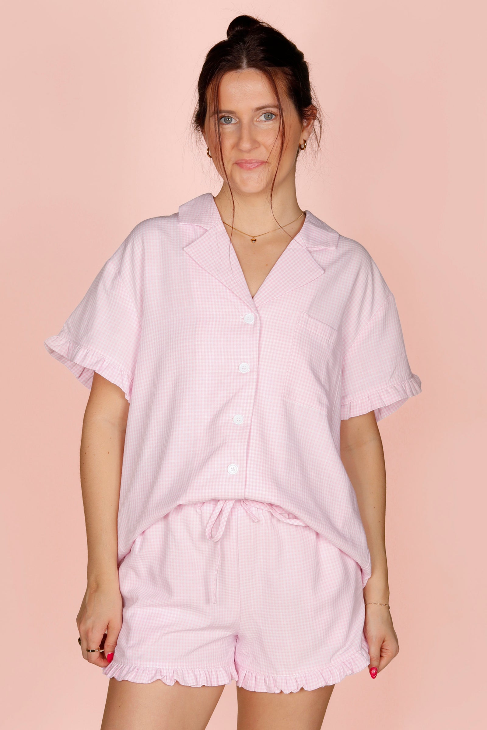 Pink Gingham Pajama Shorts