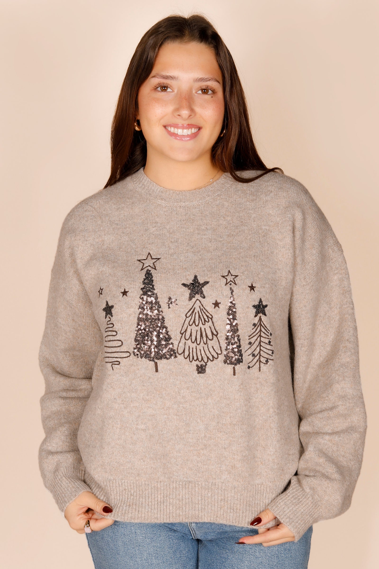Tree Village Sequined Sweater