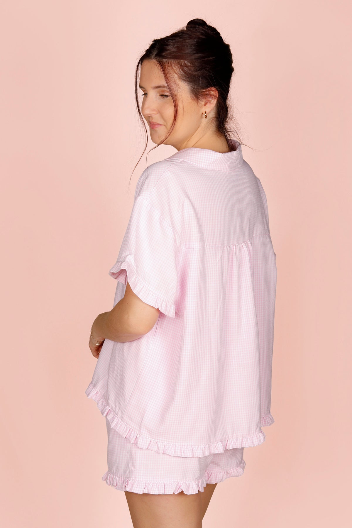 Pink Gingham Pajama Top