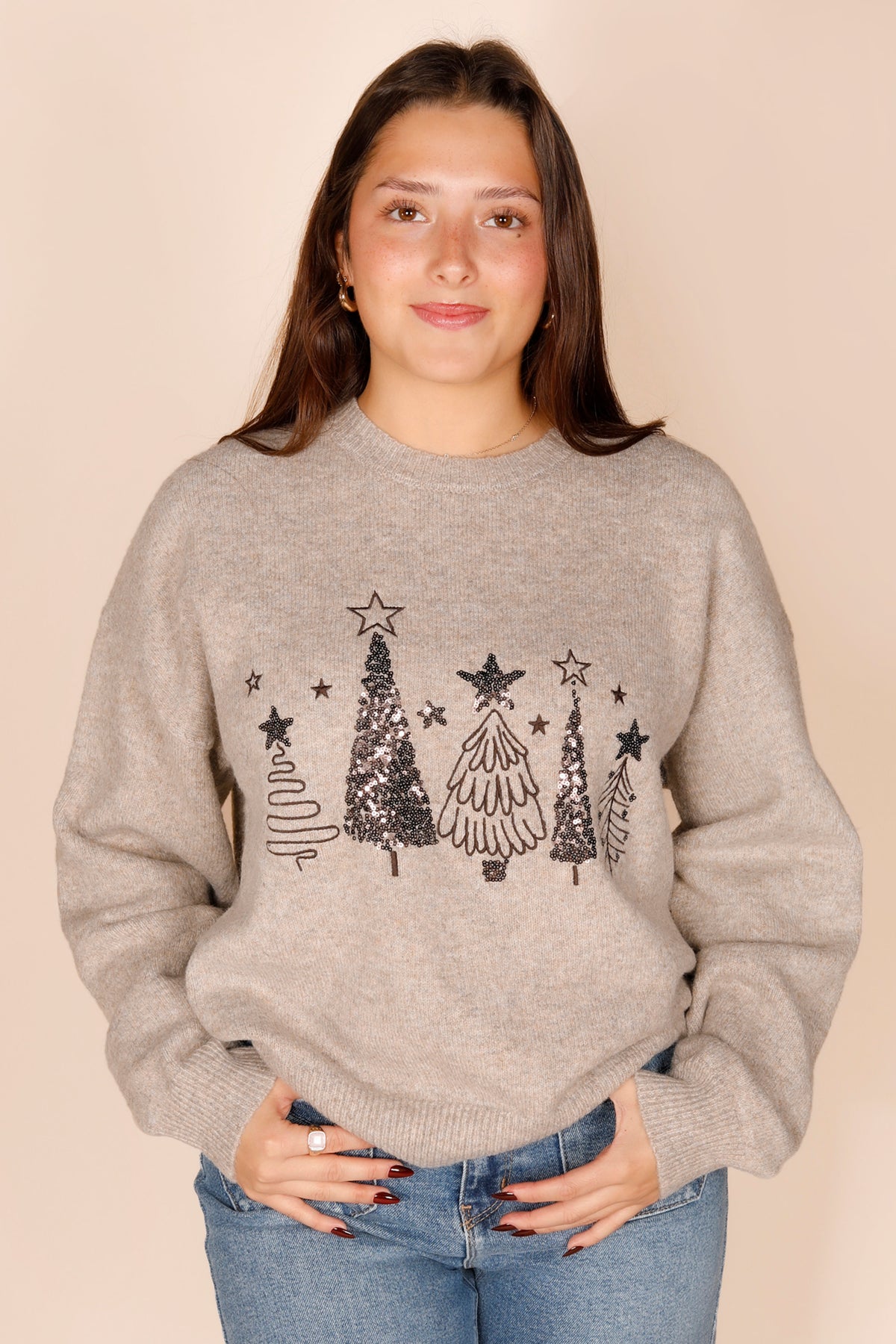 Tree Village Sequined Sweater