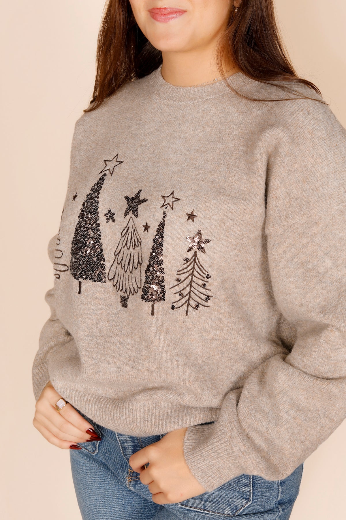 Tree Village Sequined Sweater