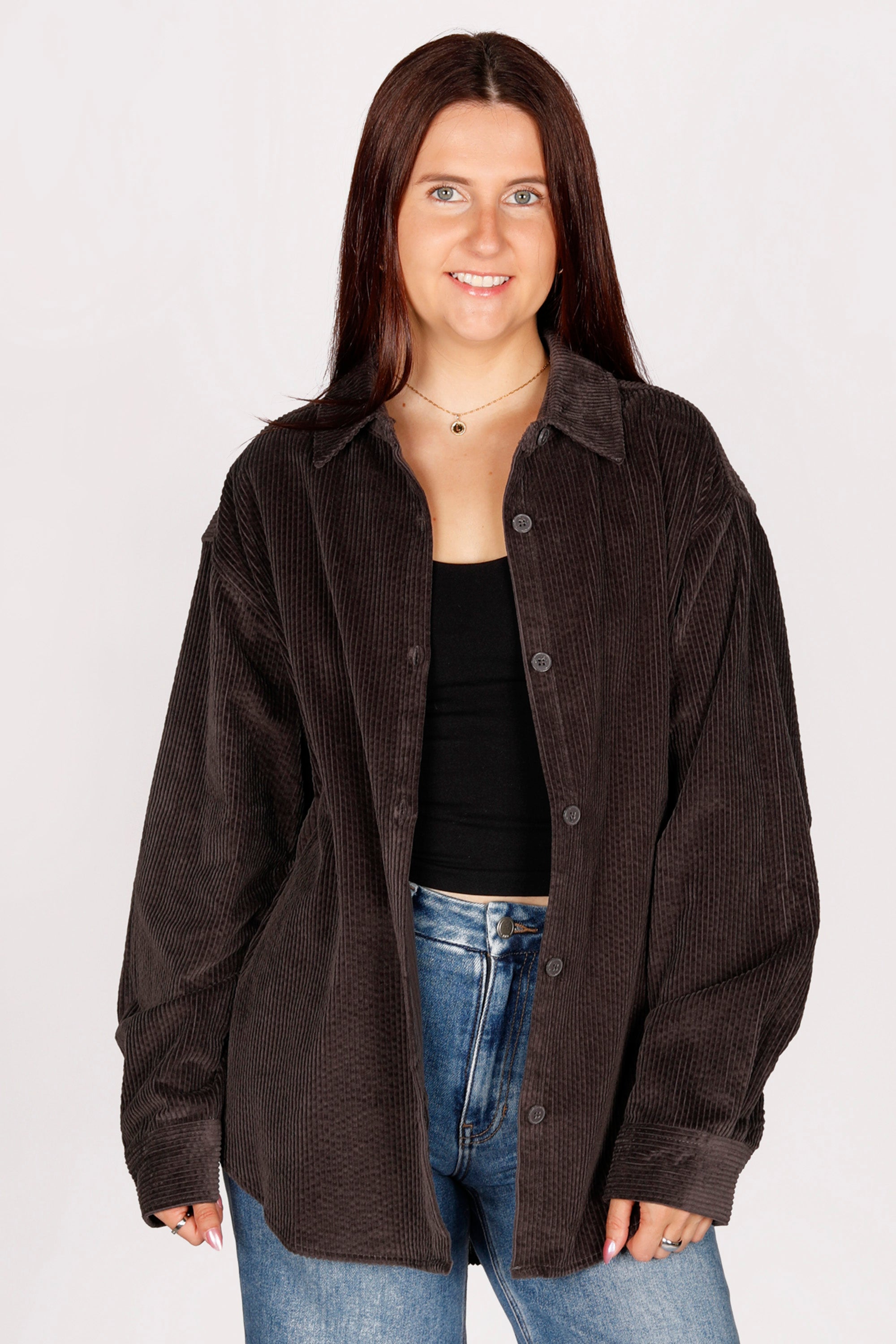 Charcoal Corduroy Shacket