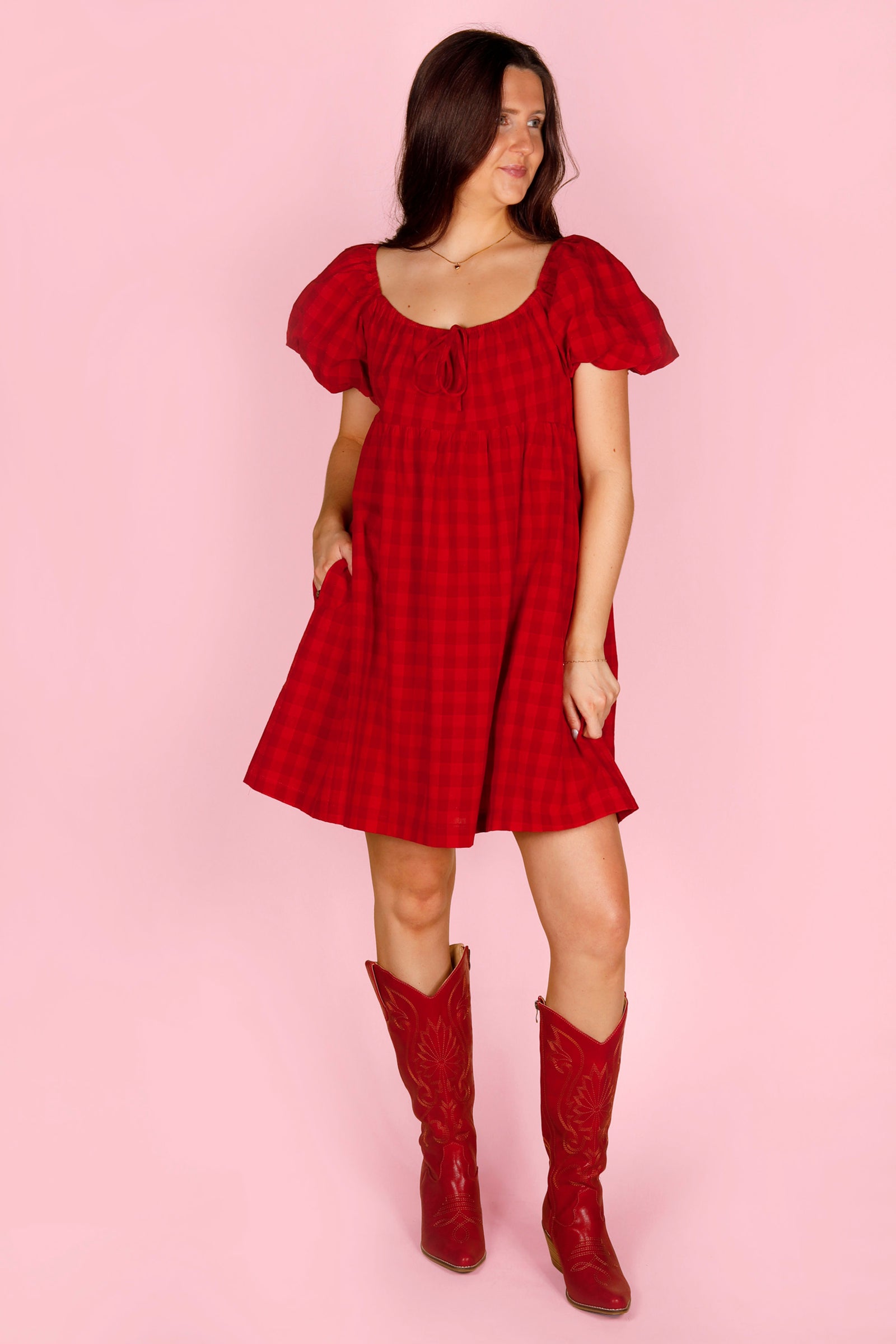 Red Plaid Mini Dress