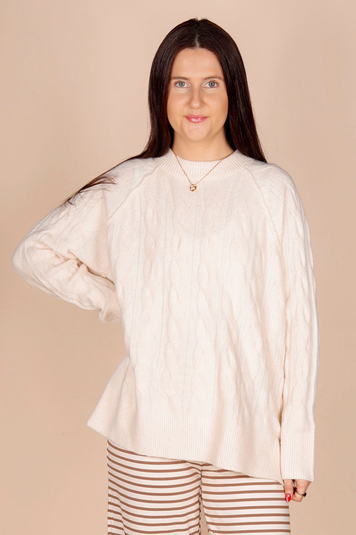 Darci Cream Cable Knit Sweater